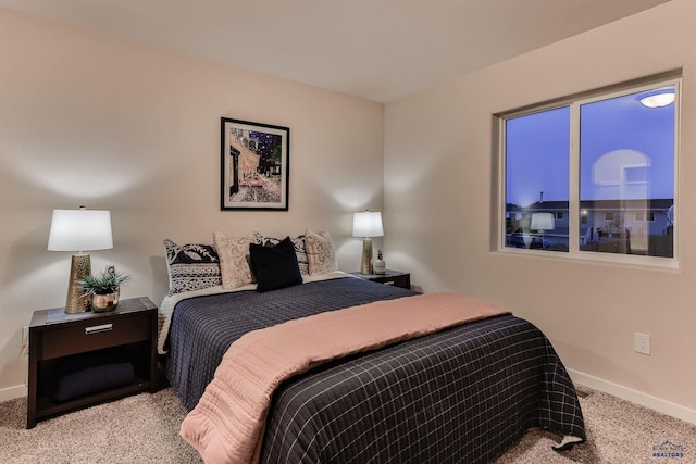 bedroom with baseboards and carpet floors