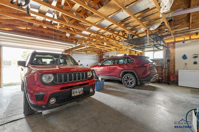 garage with refrigerator