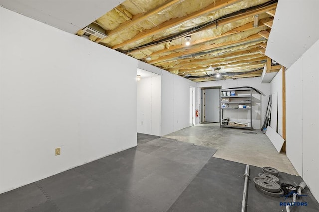 view of unfinished basement