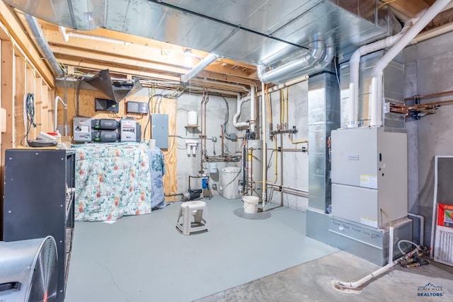 unfinished basement with electric panel