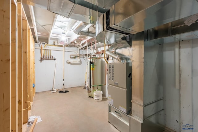 unfinished below grade area with gas water heater