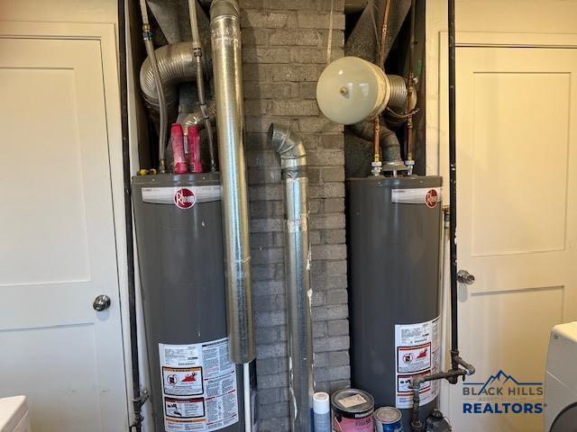 utilities with water heater and washer / dryer