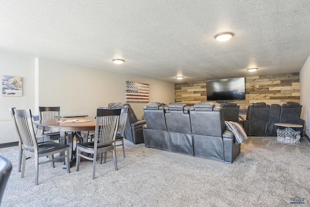 21260 Ridgewood Trl, Lead, SD 57754 - carpeted dining area featuring wooden walls and a textured ceiling