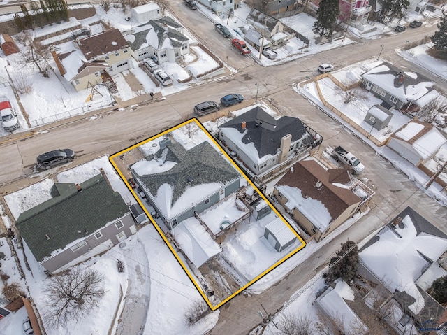 37 Washington St, Deadwood, SD 57732 - snowy aerial view featuring a residential view