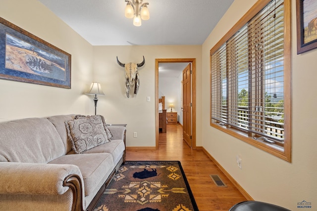 24354 Rushmore Ranch Rd, Keystone, SD 57751 - living room with baseboards, visible vents, and wood finished floors