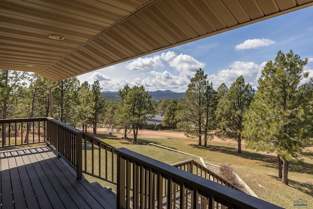 24354 Rushmore Ranch Rd, Keystone, SD 57751 - wooden terrace featuring a mountain view and a yard
