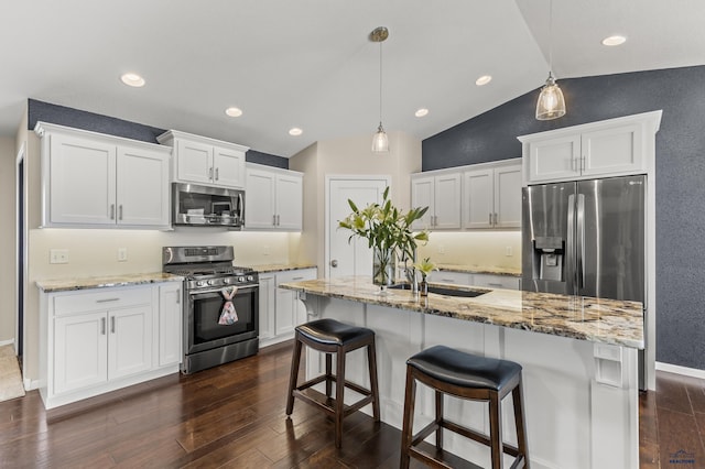 2750 Tumble Weed Trl, Spearfish, SD 57783 - kitchen featuring dark wood-style flooring, a sink, white cabinetry, and stainless steel appliances