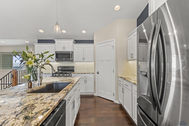 2750 Tumble Weed Trl, Spearfish, SD 57783 - kitchen with a sink, appliances with stainless steel finishes, recessed lighting, and dark wood finished floors