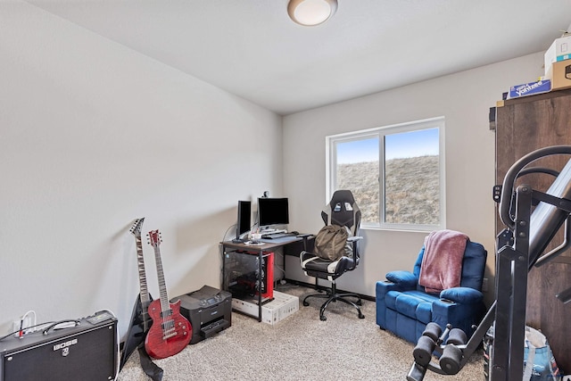 home office featuring carpet flooring