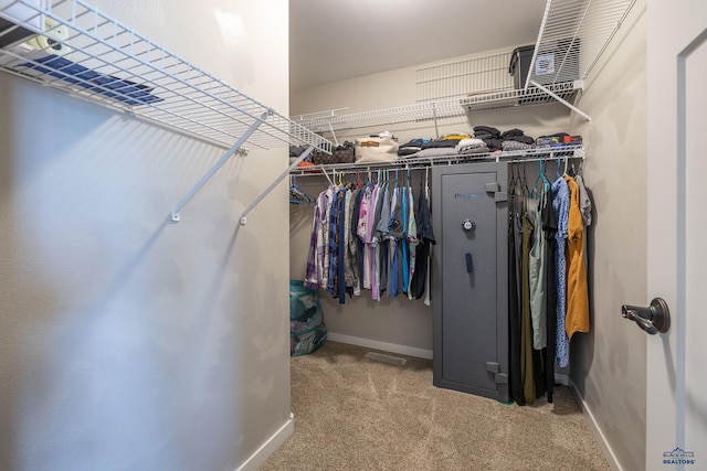 spacious closet featuring carpet floors