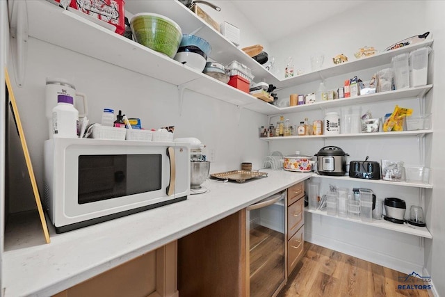 storage area featuring beverage cooler