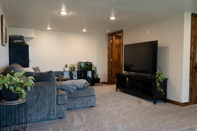 2412 Cameron Dr, Rapid City, SD 57702 - living area featuring baseboards, carpet flooring, and a textured ceiling