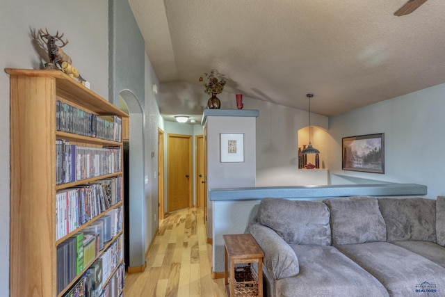 2906 Benjamin, Rapid City, SD 57703 - living room with light wood finished floors, vaulted ceiling, and a textured ceiling