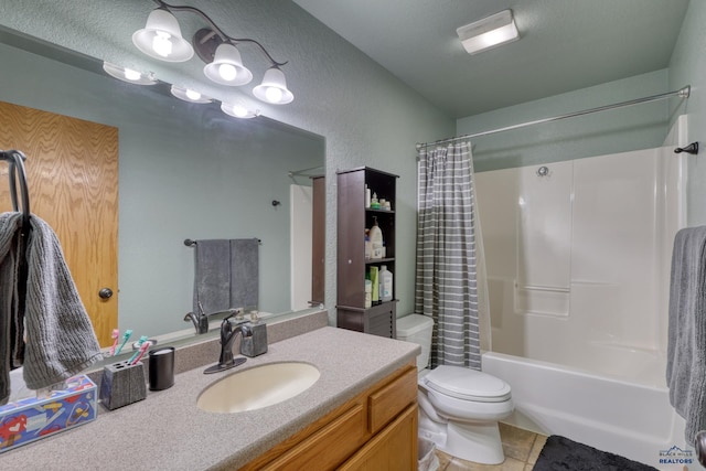 2906 Benjamin, Rapid City, SD 57703 - full bathroom with tile patterned floors, toilet, shower / tub combo with curtain, and vanity