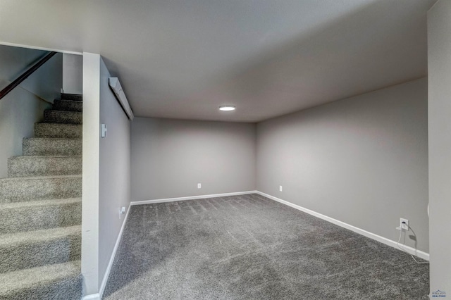 1021 Haines Ave, Rapid City, SD 57701 - finished below grade area with stairway, carpet flooring, and baseboards