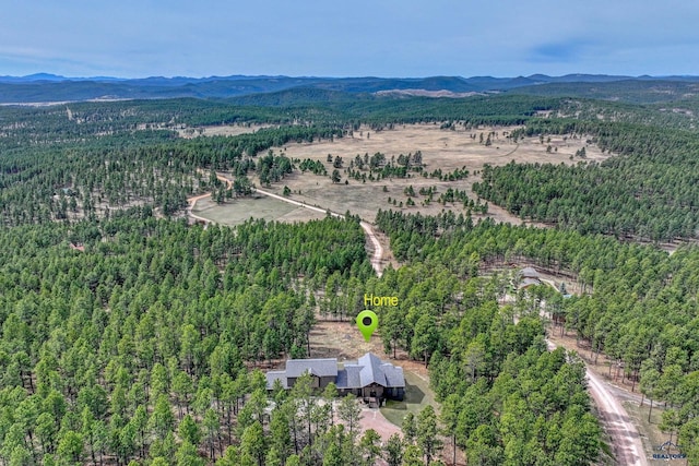 8000 Meadow View Ct, Rapid City, SD 57702 - aerial view featuring a view of trees and a mountain view