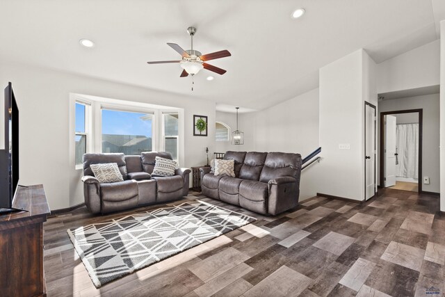 4425 Beringer Dr, Rapid City, SD 57703 - living room with a ceiling fan, wood finished floors, recessed lighting, and baseboards