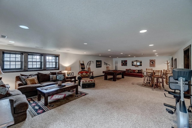 101/109 Sherman St, Rapid City, SD 57702 - living room featuring recessed lighting, visible vents, pool table, and carpet