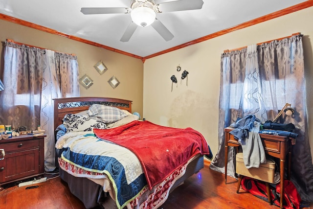 1021 Blaine Ave, Rapid City, SD 57701 - bedroom featuring ceiling fan, crown molding, and wood finished floors