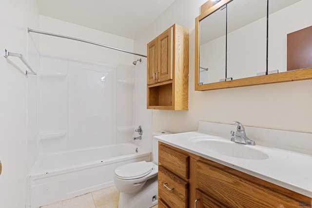 1937 Hillsview Dr, Rapid City, SD 57702 - bathroom with toilet, vanity, tile patterned flooring, and shower / bath combination