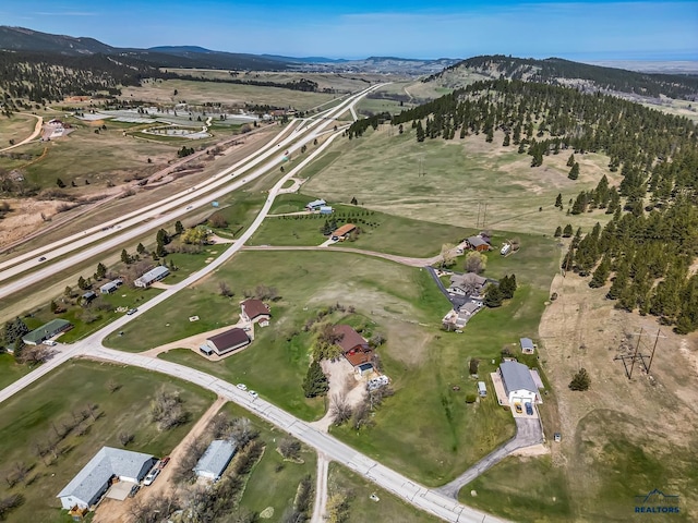 aerial view with a mountain view