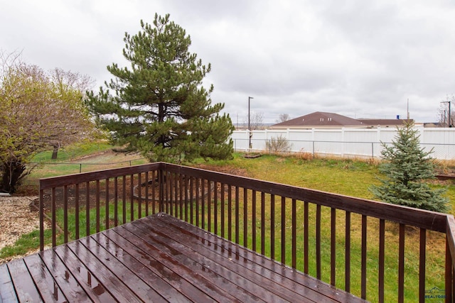 4028 Prairie View Dr, Rapid City, SD 57701 - wooden terrace featuring a fenced backyard and a yard