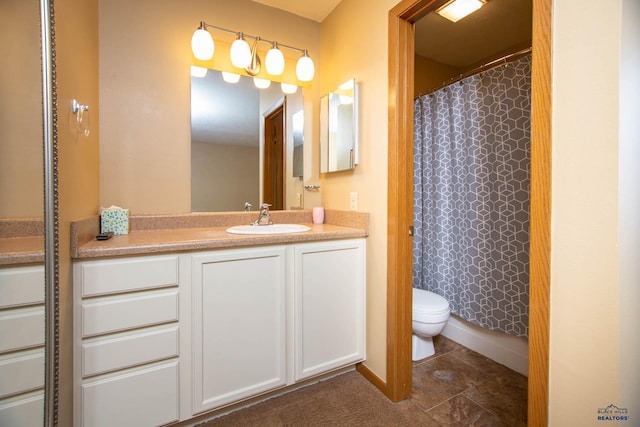 4028 Prairie View Dr, Rapid City, SD 57701 - full bathroom featuring tile patterned floors, vanity, toilet, and curtained shower