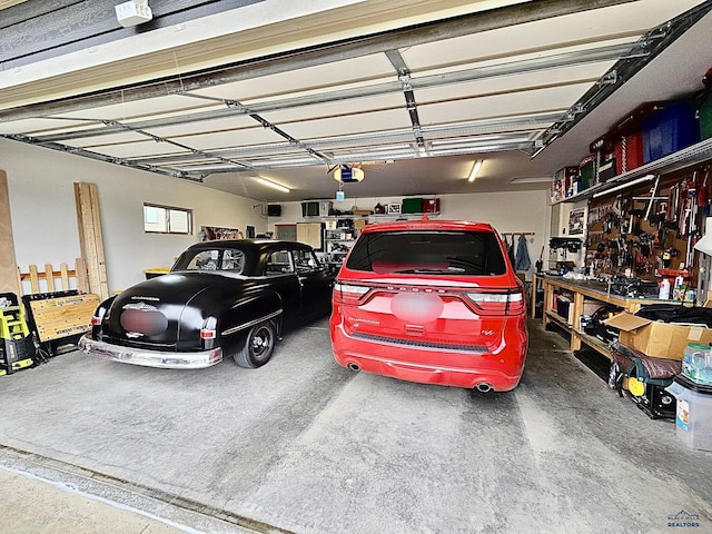 garage with a garage door opener