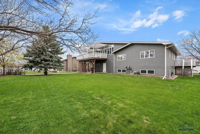 127 Union St, Spearfish, SD 57783 - rear view of property with a yard and a wooden deck