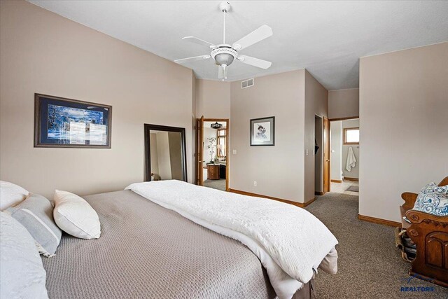 127 Union St, Spearfish, SD 57783 - carpeted bedroom featuring a ceiling fan, baseboards, and visible vents