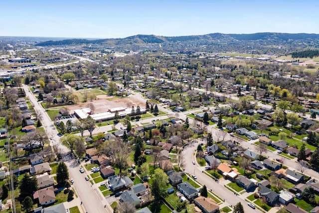birds eye view of property featuring a residential view and a mountain view