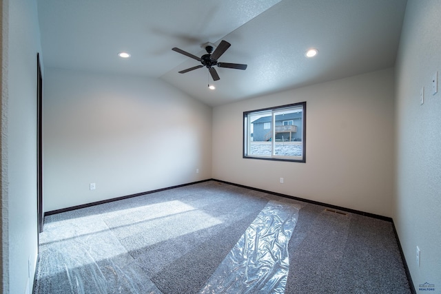 1241 Kenai Dr, Box Elder, SD 57719 - carpeted empty room with recessed lighting, a ceiling fan, baseboards, and vaulted ceiling