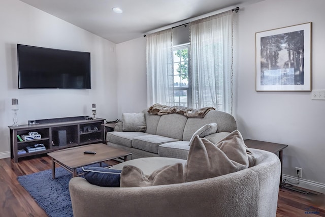 6850 Brighton, Summerset, SD 57718 - living room featuring baseboards, lofted ceiling, and wood finished floors