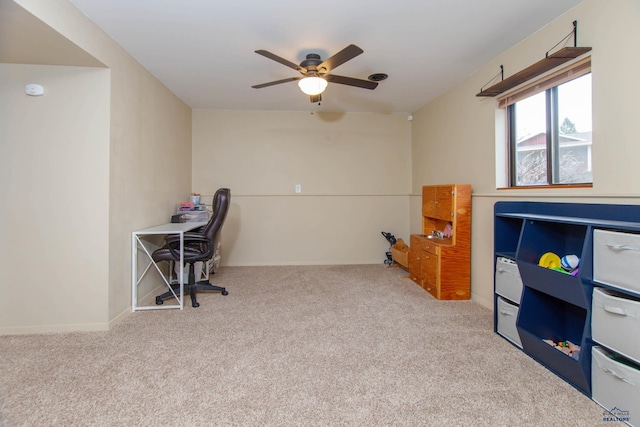 3005 Glenwood Dr, Rapid City, SD 57702 - home office featuring a ceiling fan and carpet flooring