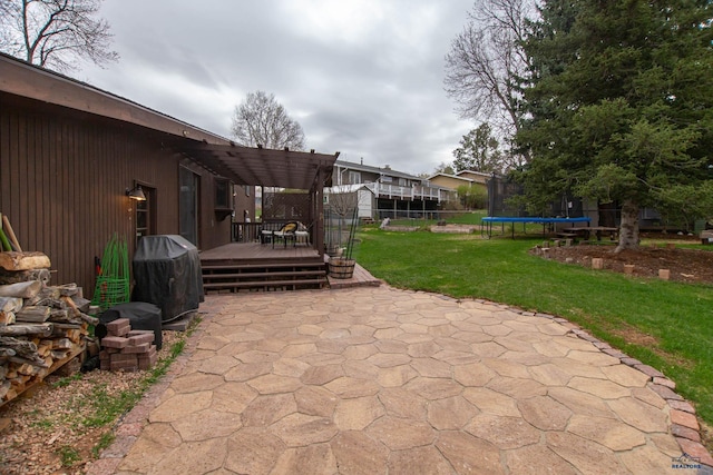 3005 Glenwood Dr, Rapid City, SD 57702 - view of patio with a trampoline, fence, a deck, and area for grilling