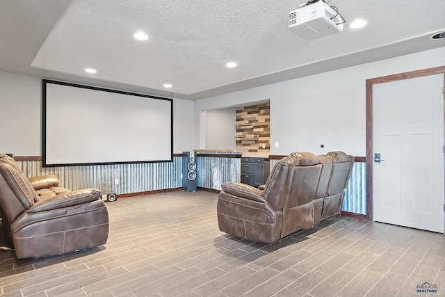 13416 Frontier Loop, Piedmont, SD 57769 - cinema with recessed lighting, a textured ceiling, and wood finished floors