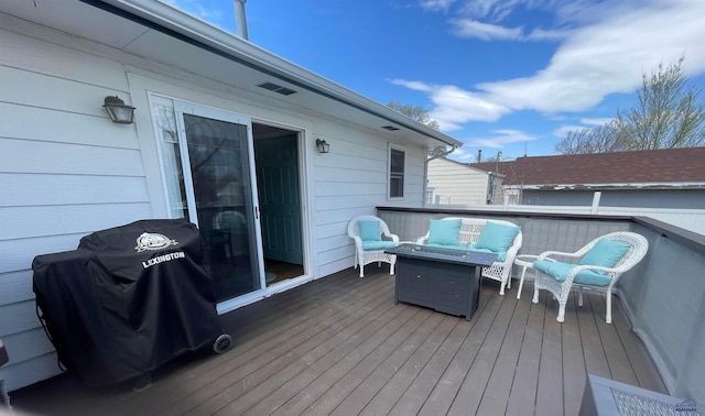 deck with a grill
