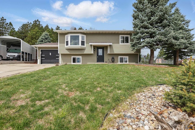 6406 Blue Spruce Ct, Black Hawk, SD 57718 - split foyer home with a garage, a detached carport, a front lawn, and driveway