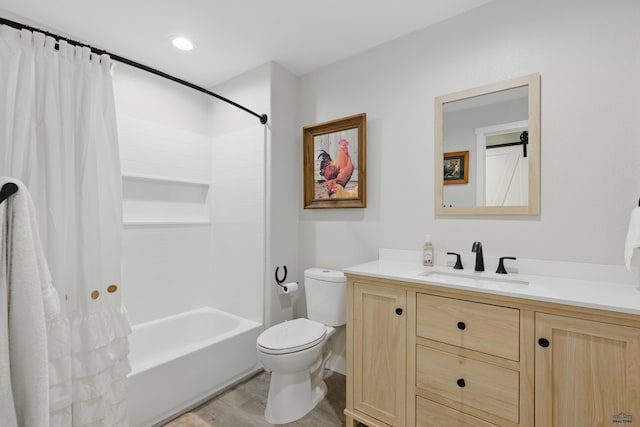 950 Summerfield Dr, Rapid City, SD 57703 - bathroom with vanity, toilet, shower / bath combo, and wood finished floors