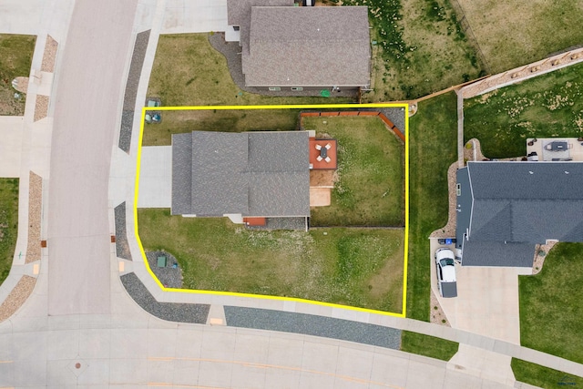 aerial overview of property's location with property parcel outlined