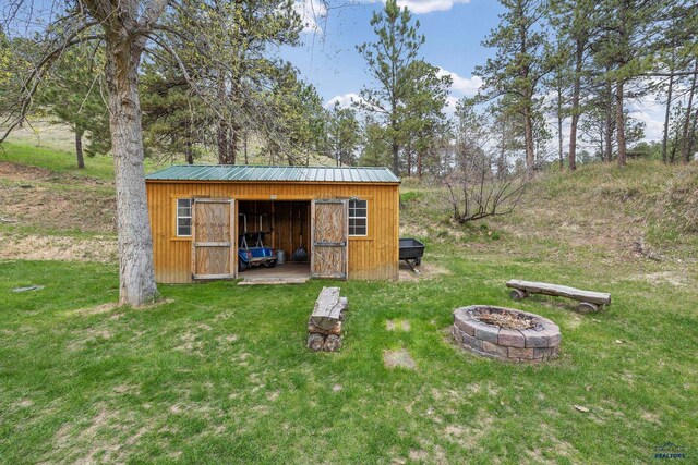1580 Laurel Heights Dr, Rapid City, SD 57701 - view of outdoor structure with an outdoor fire pit and an outbuilding