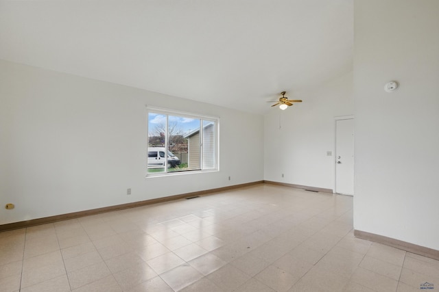 322 Curtis, Rapid City, SD 57702 - empty room with a ceiling fan, vaulted ceiling, baseboards, and a smoke detector