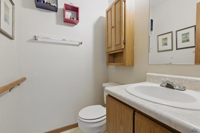 bathroom with toilet and vanity