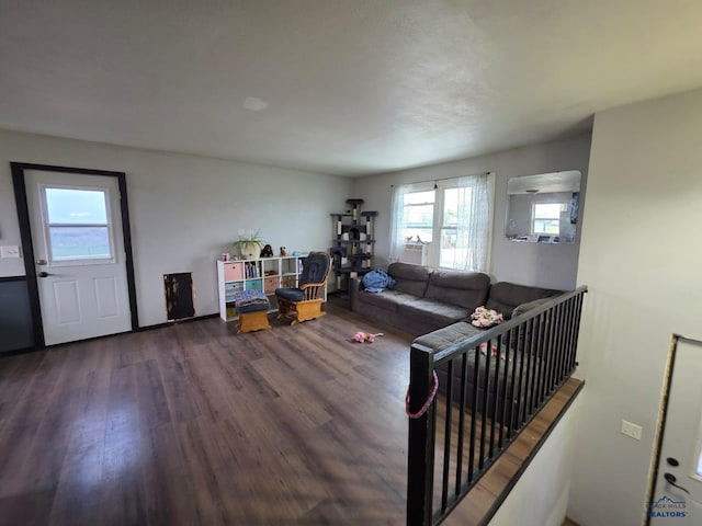 living room with wood finished floors