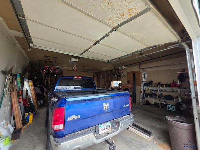 garage with a garage door opener