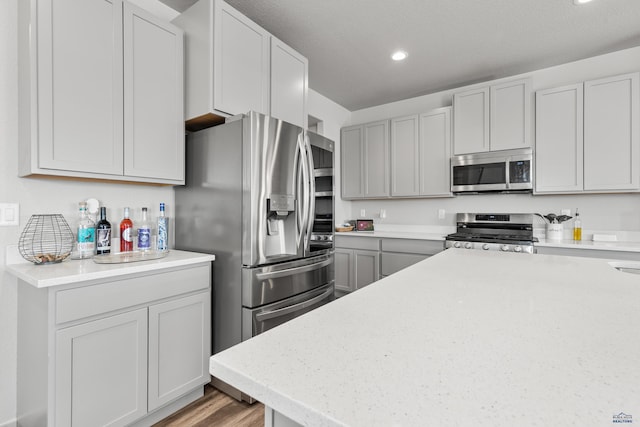 506 Solomon Ct, Rapid City, SD 57703 - kitchen with stainless steel appliances, light countertops, recessed lighting, and wood finished floors