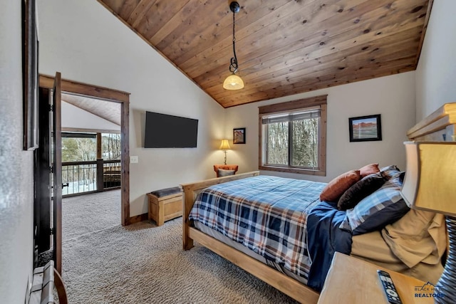 21172 Last Chance Trl, Lead, SD 57754 - bedroom featuring lofted ceiling, carpet, wooden ceiling, multiple windows, and baseboards
