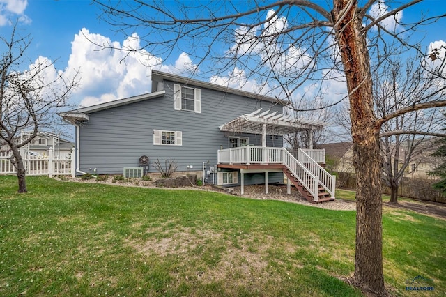 2930 Princeton Ct, Rapid City, SD 57702 - back of house with a pergola, a wooden deck, and stairs