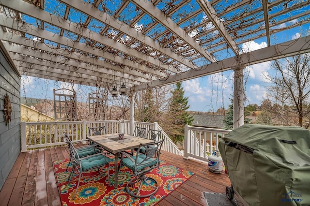 2930 Princeton Ct, Rapid City, SD 57702 - wooden deck featuring outdoor dining area, a pergola, and area for grilling