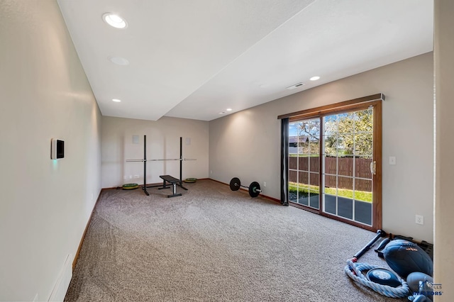 4307 Henry Ct, Rapid City, SD 57701 - exercise room featuring carpet floors, baseboards, and recessed lighting